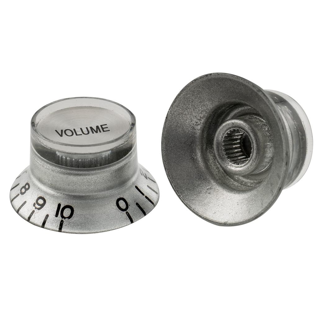 Musiclily Pro Inch Standard Reflector Knob 2 Volume 2 Tone for USA Les Paul SG Top of Guitar, Silver/Silver (Set 4)
