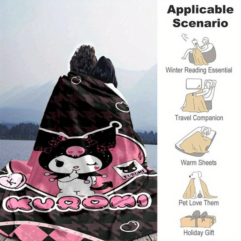 1pc. Cute Kuromi Cat Print Blanket - Perfect for Home, Office, Outdoor Use, Gift Idea, Suitable for Al