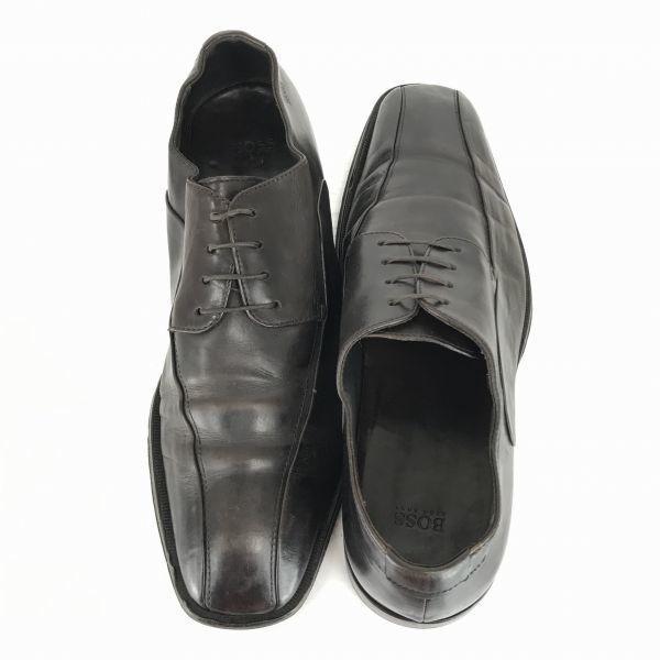 Hugo Boss Italy Leather Swirl Moc 27.0 Dark Brown Blake Stitch Dress Shoes(USED)