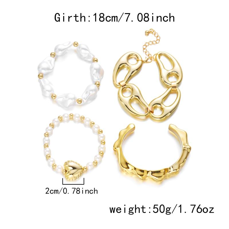 Bracciale a Bracciale Aperto con Perle Imitazione Barocche Esagerate per Donna, Braccialetto Impilabile Placcato Oro Vintage, Gioielli
