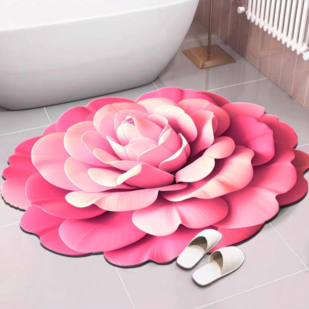 Special-shaped Peony Floor Mat Non-slip Door Gasket  for Living Room Tea Table Bedside