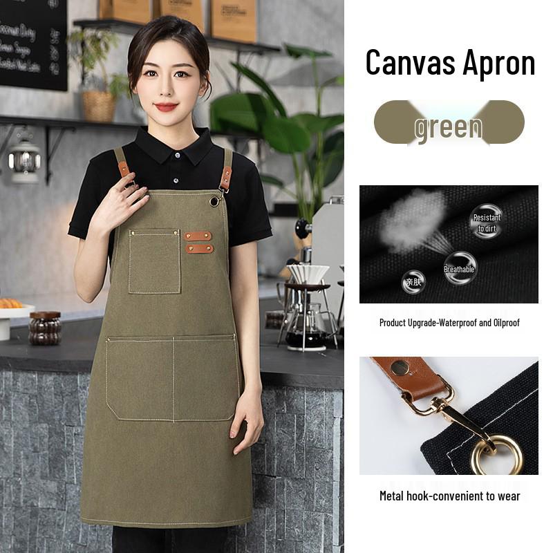 Waterproof Canvas Apron: Oil-Proof, Dirt-Resistant for Coffee Shops & Gardening
