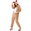 Adult Women Animals Elk Christmas Reindeer Velvet Hooded Jumpsuit New Year Halloween Role Play Dress Up Cosplay Costume