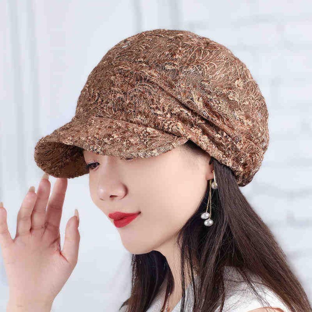 Embroidery Women Baseball Cap Breathable Turban Beanies Hat Flower Beanie Cap  Autumn Summer