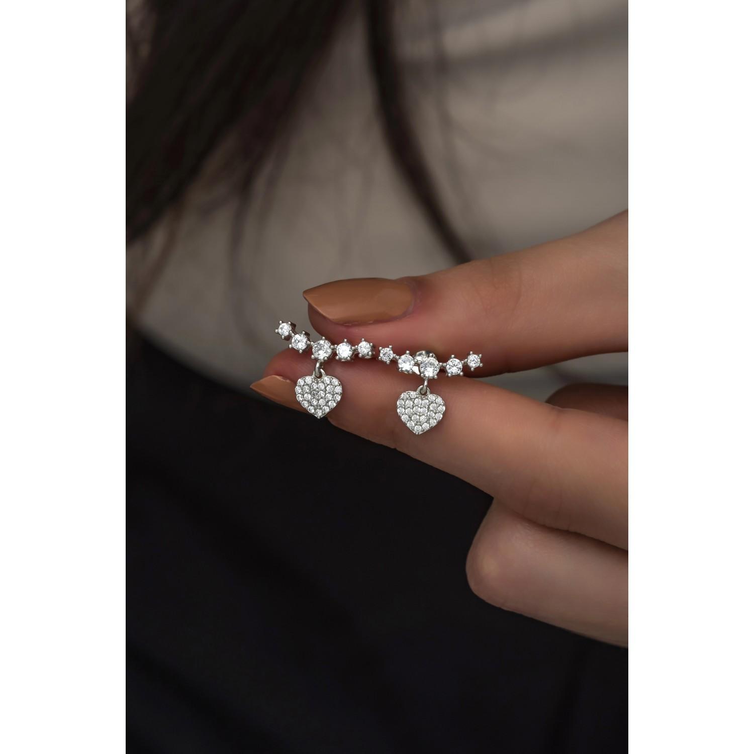 

Серьги с сердцем из пяти камней из стерлингового серебра 925 пробы