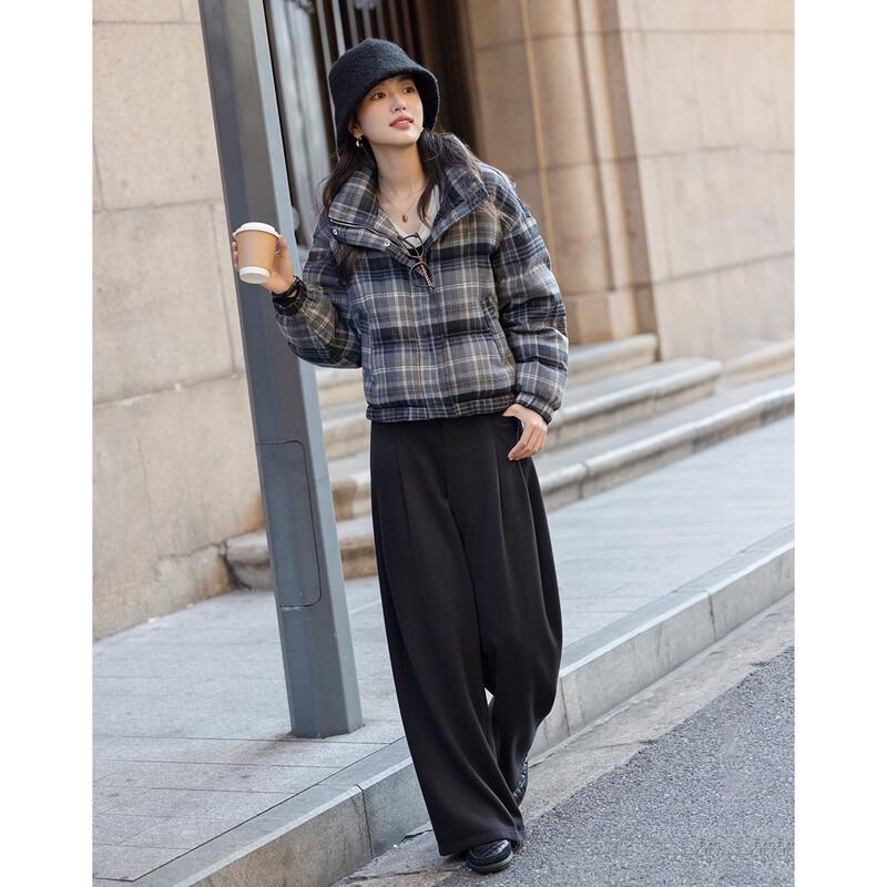 Demana Damen Retro Kontrast Karom Daunen Pufferjacke