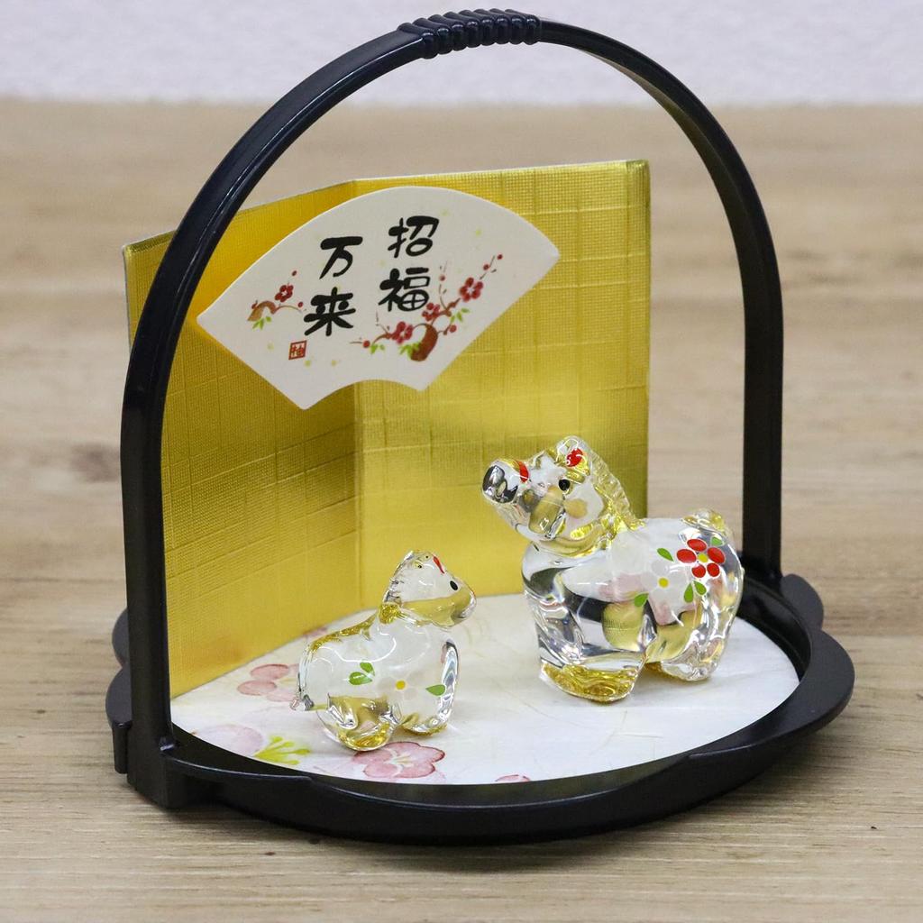Craftsman House 2026 Zodiac Year of the Horse Glass Parent and Child Bon Festival Decoration (Reiwa 8) Horse, Horse, (Small/Medium)