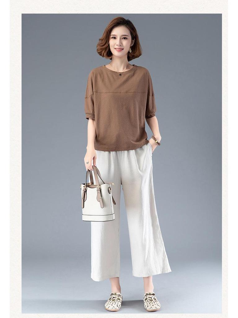 Sommer 2025 Damen Kurzarm Schlankheits-T-Shirt - Lässiges, Bauch kaschierendes Oberteil für Frauen mittleren Alters