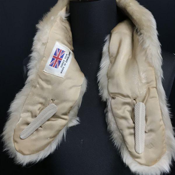 England Made Sheepskin Fur Tippet Muffler 76cm Width 6-9cm Beige Clip Type(USED)
