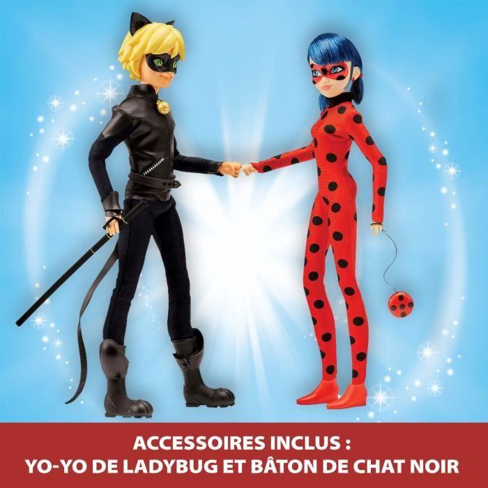 Pack de 2 poupées mannequin 26 cm miraculous ladybug - revivez les aventures de ladybug et chat noir