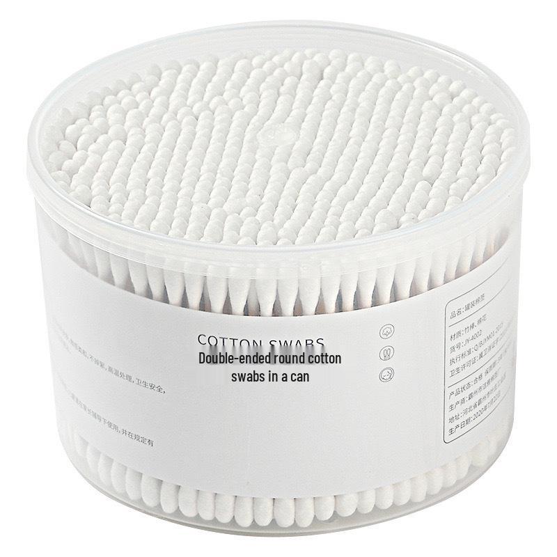 Disposable Double-Ended Cotton Swabs: Small Head Makeup Swabs with Round & Pointed Tips On Wooden Sticks for Ear Cleaning