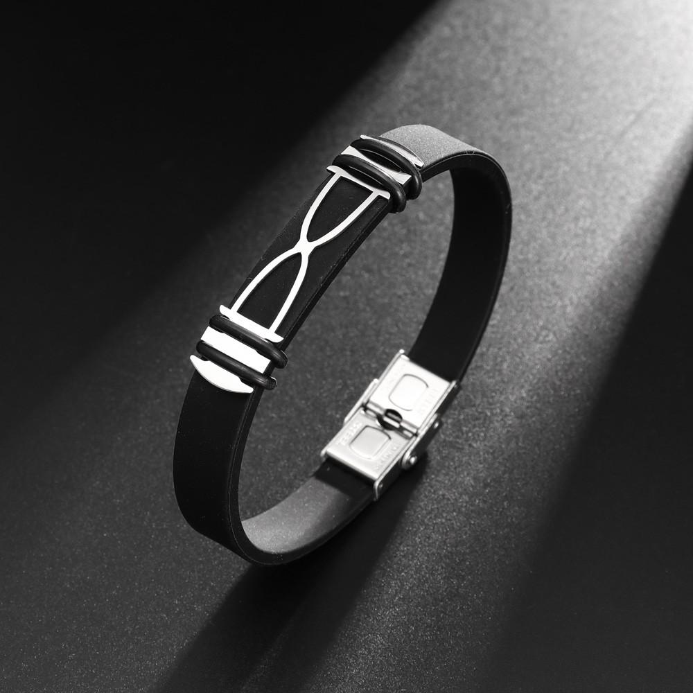 Metal Cuff Bracelet Sports Men's Silicone Bracelet Fashion Geometric Hollow Bracelet Men's Holiday Souvenir Gift