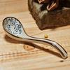 Soup Spoons Japanese Ceramic Kitchen Tableware Long-Handled Spoon Creative Retro Flower Print  Household Tableware Set Spoon