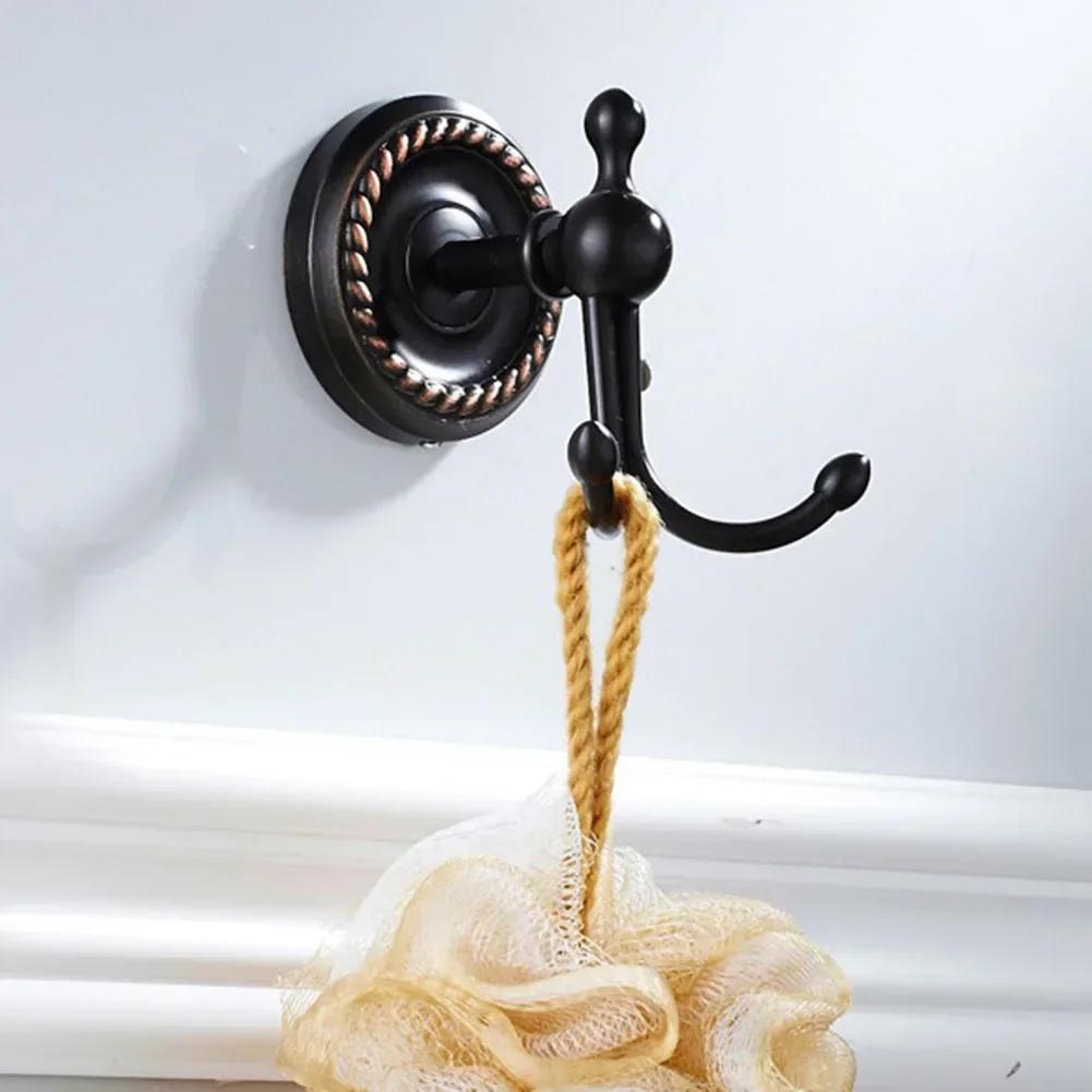 Brass coat hook with black bronze finish for bathroom and kitchen reliable and solid with installation hardware