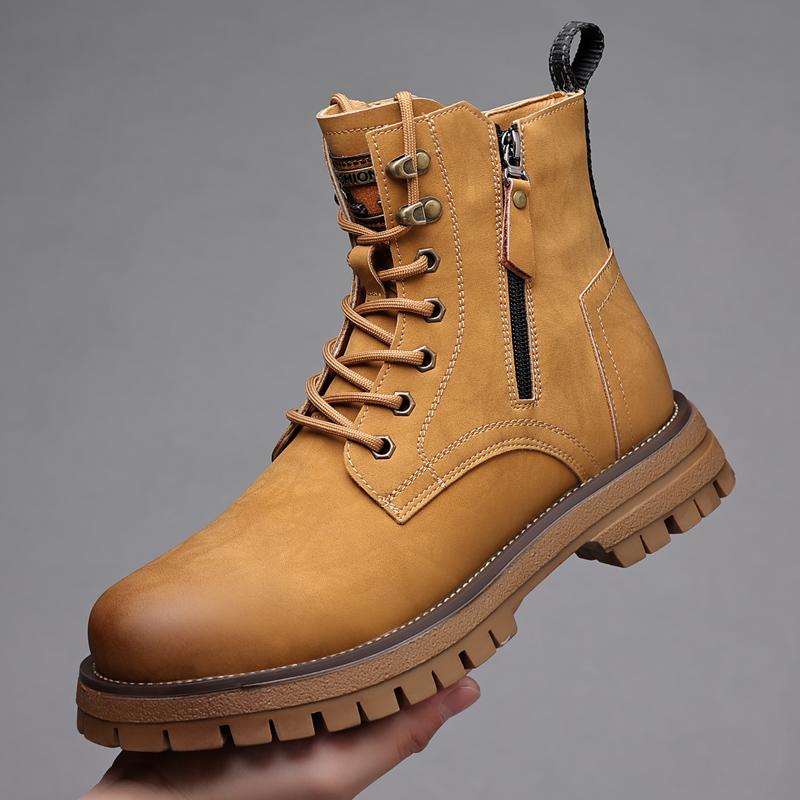 

Fashion Outdoor Mens Casual Leather High Top Boots Stylish Ankle Boots 2025 New Low Top Walking Shoes Hot Sale Lace-Up Motocross Botas 38