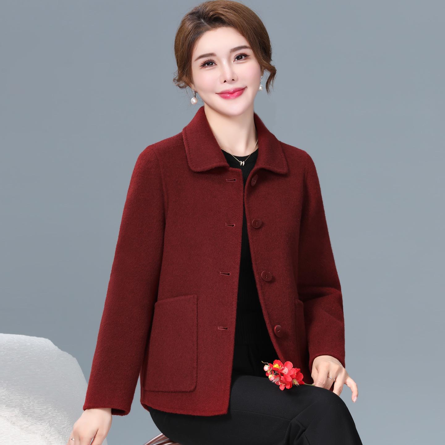 

Women s Short Double-Faced Cashmere Coat - 2025 Autumn/Winter New Collection for Moms and Seniors 3XL (for 65-70 kg)