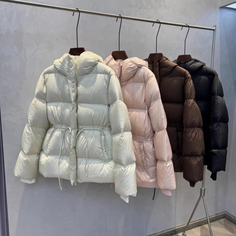Abrigo de plumón con capucha de invierno de moda para mujer, grueso y cálido, con cintura ajustable, chaqueta acolchada, prenda exterior holgada