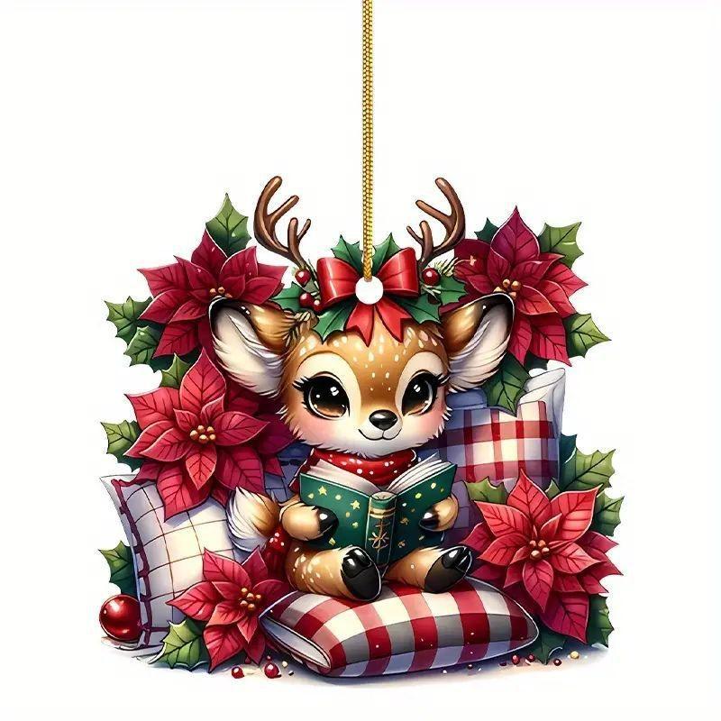

Праздничный милый игривый акриловый подвесной кулон в виде оленя для декора салона автомобиля
