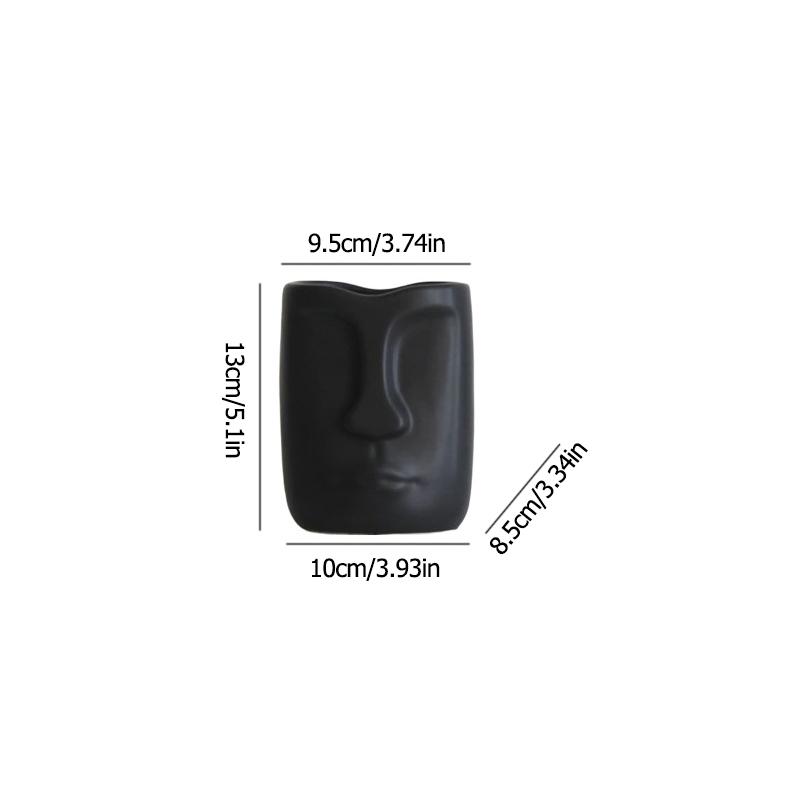 

1pc Minimalism Abstract Head Shape Ceramic Vase Modern Arts Black White Tabletop Vases Porcelain Crafts Home Decoration
