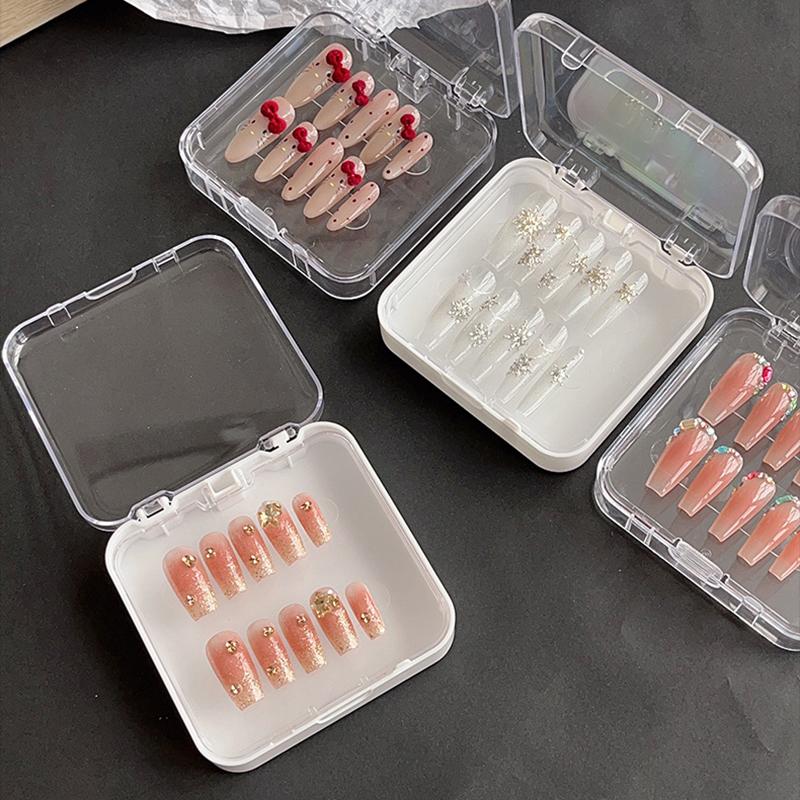 Empty Double Layer Nail Boxes For Packaging Square Shape Box  Nail Tips Press On Nail Packaging Case Small Business