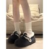 Gray Retro Velvet Warm Thick-soled Snow Cotton Shoes Women's Winter Thickened and Heightened Fluffy Birkenstocks