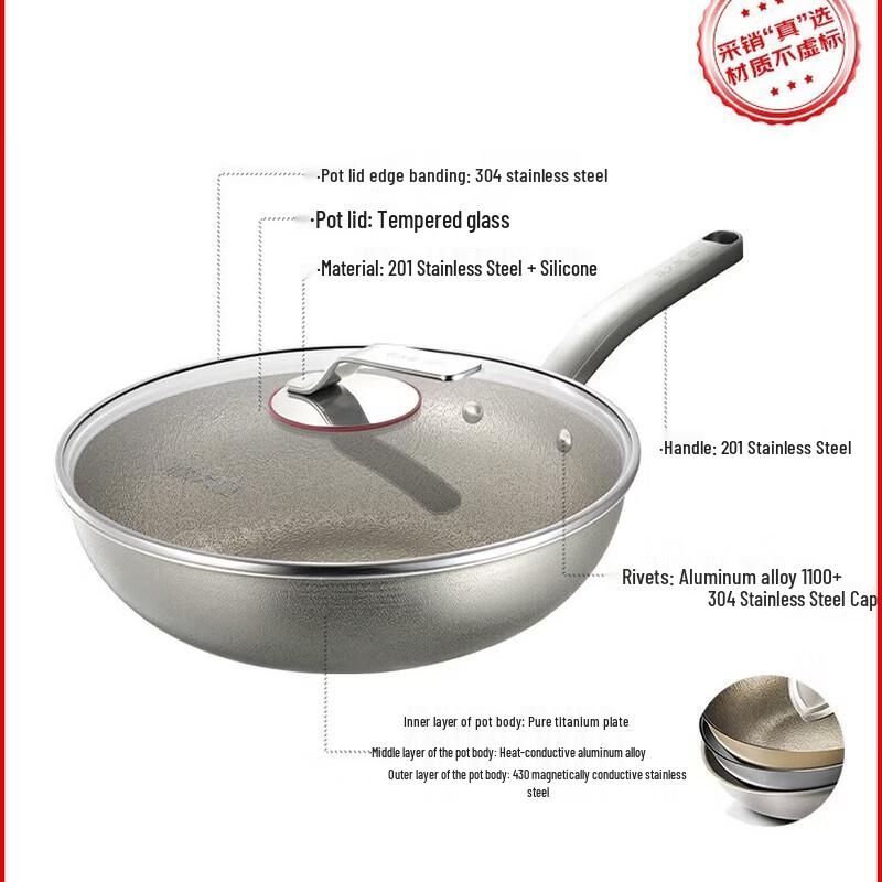 COOKER KING Pure Titanium Non-stick Frying Wok 28cm