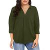 IHUASU Camicette e camicie da donna con scollo a V, maniche lunghe, stampa tinta unita casual alla moda