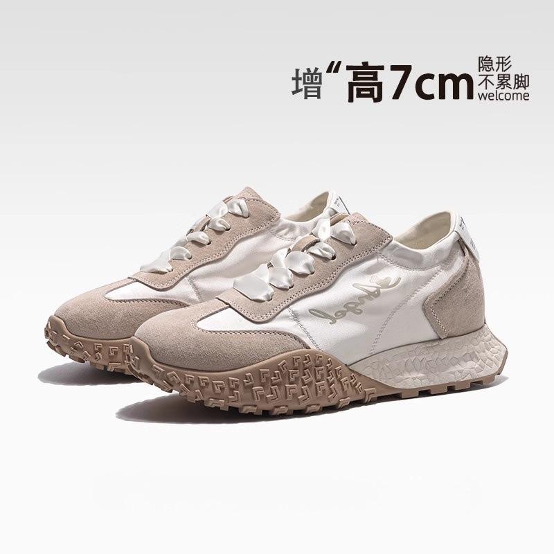 Thick-soled inner heightening satin women's new sports dad shoes casual heightening shoes