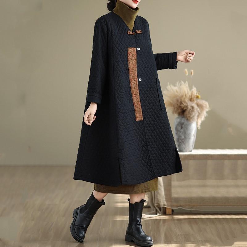 Autumn Spring Winter Cotton Padded Oversized Vintage Plaid Outerwears Women Casual Loose Jacket Coat