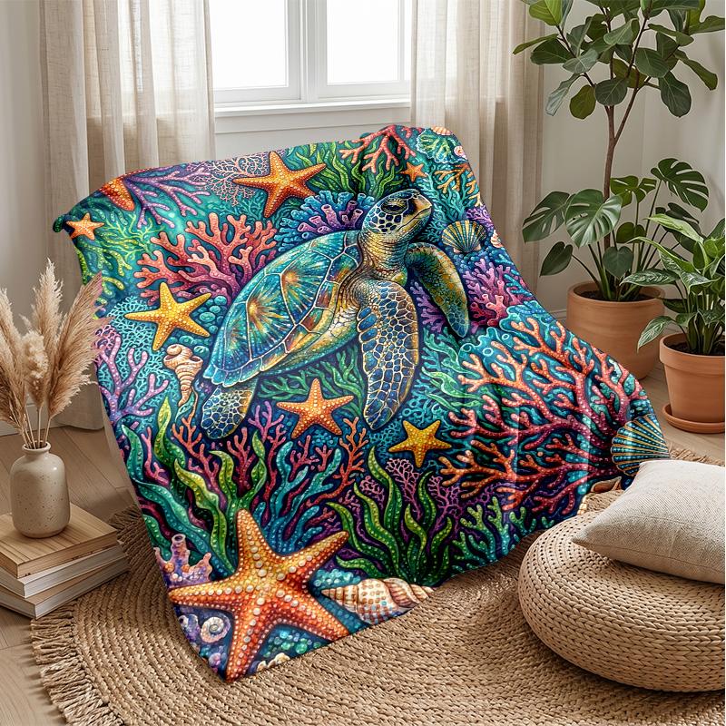 Oceanic Adventure Theme Blanket Lightweight Warm Flannel Blanket Decorative Throw Blanket for Home Decoration