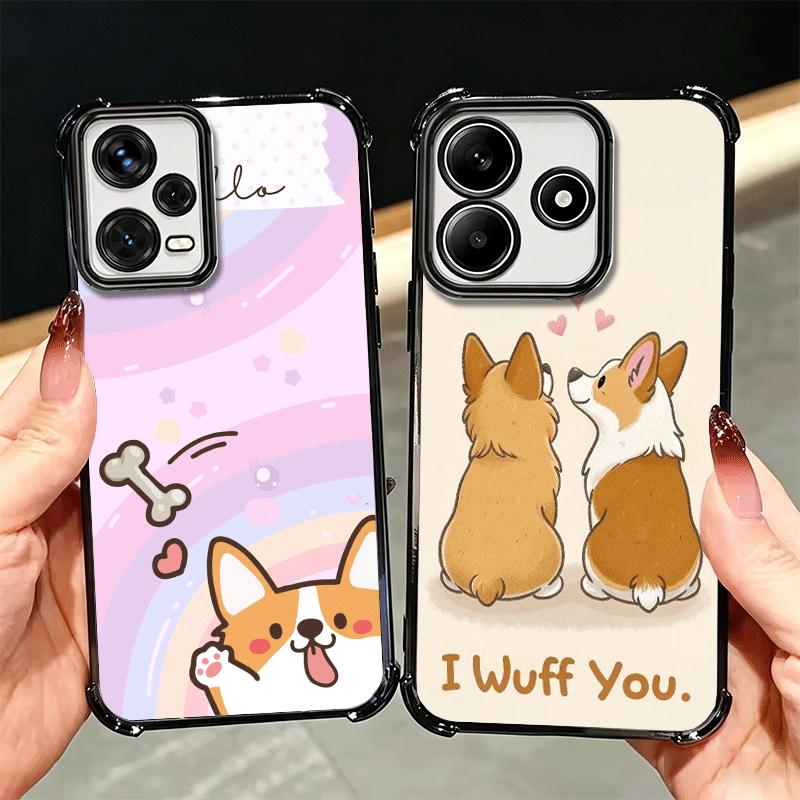 Corgi Hund Süß Vergoldet Handyhülle Für Xiaomi Redmi Note 14 15 Pro Plus 13 12 11 11S 11T 10 9S 9 5G Sturzfest Airbag Abdeckung
