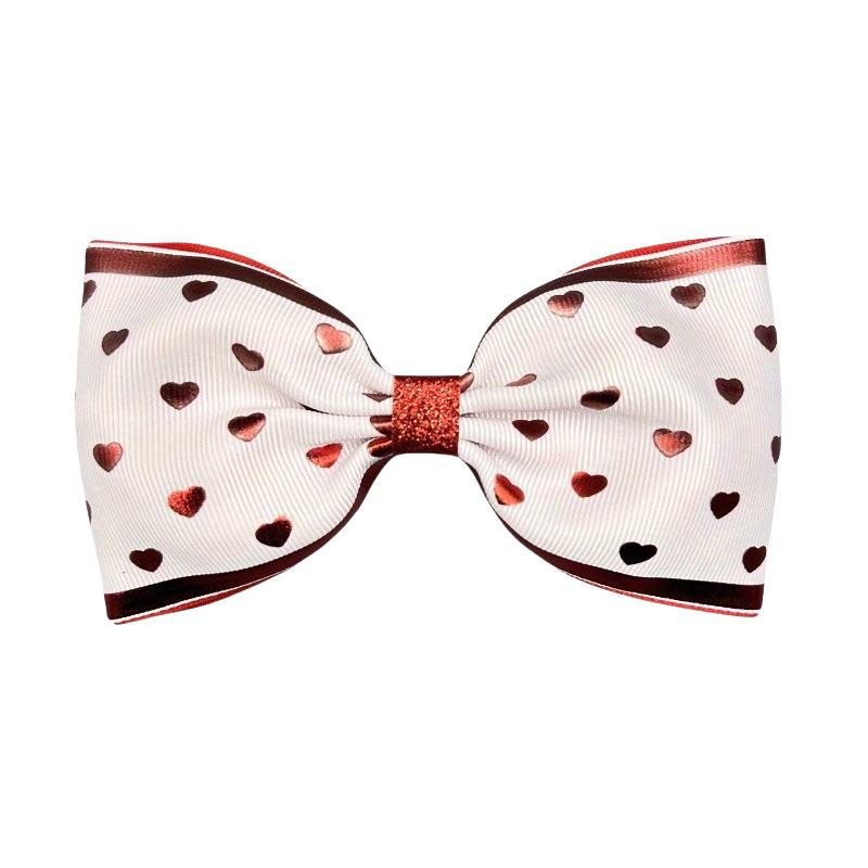Valentine s Swallowtail Bow Hair Clip with Heart Pattern for Kids
