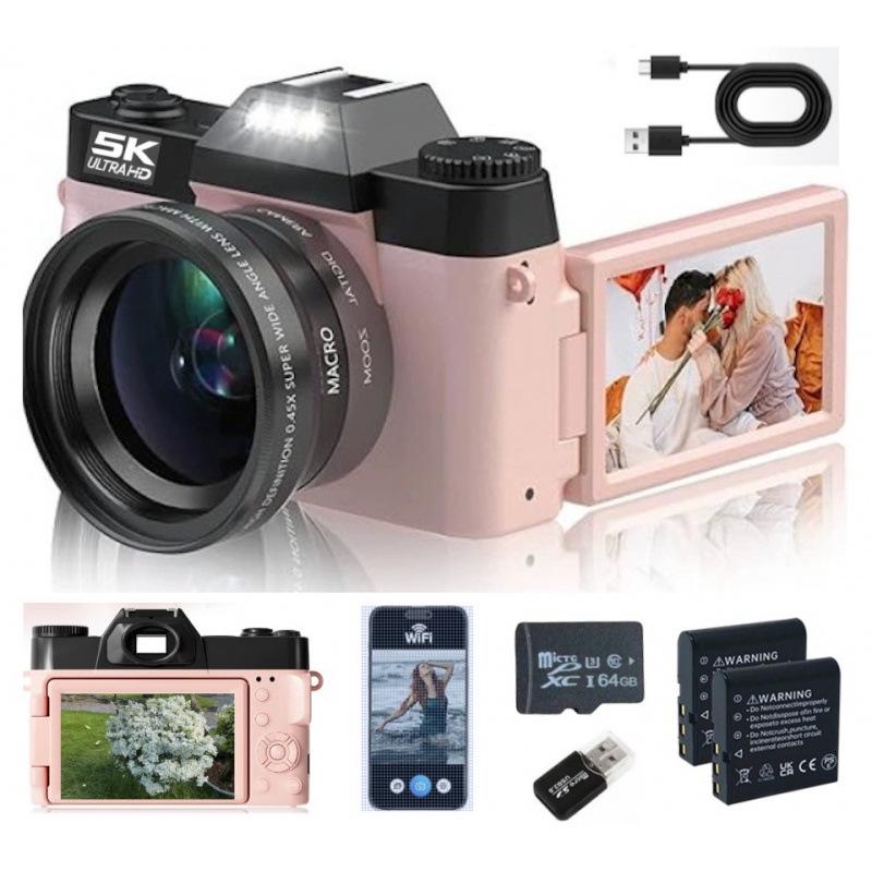 Cross-Border R10: 5K HD Retro WiFi Camera, Flip Screen, 16x Zoom, Anti-Shake, Beauty Mode.