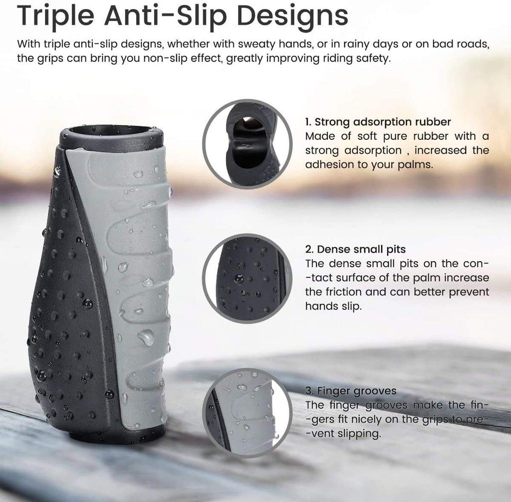 PRUNUS Short Bike Handlebar Rubber Ergonomic Bicycle Handlebar Grips for MTB Mountain BMX Grips, Anti-Slip