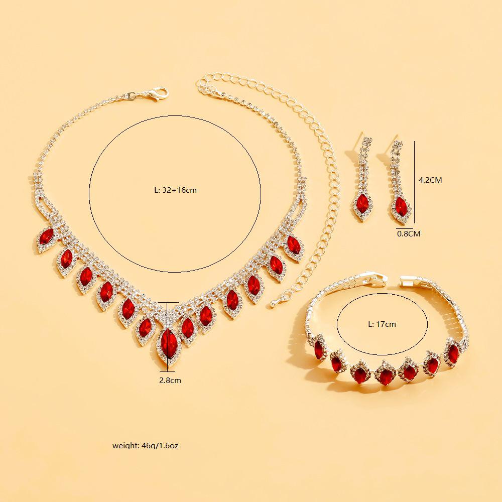 European & American Fashion Bridal Jewelry Set: Earrings, Necklace, Bracelet