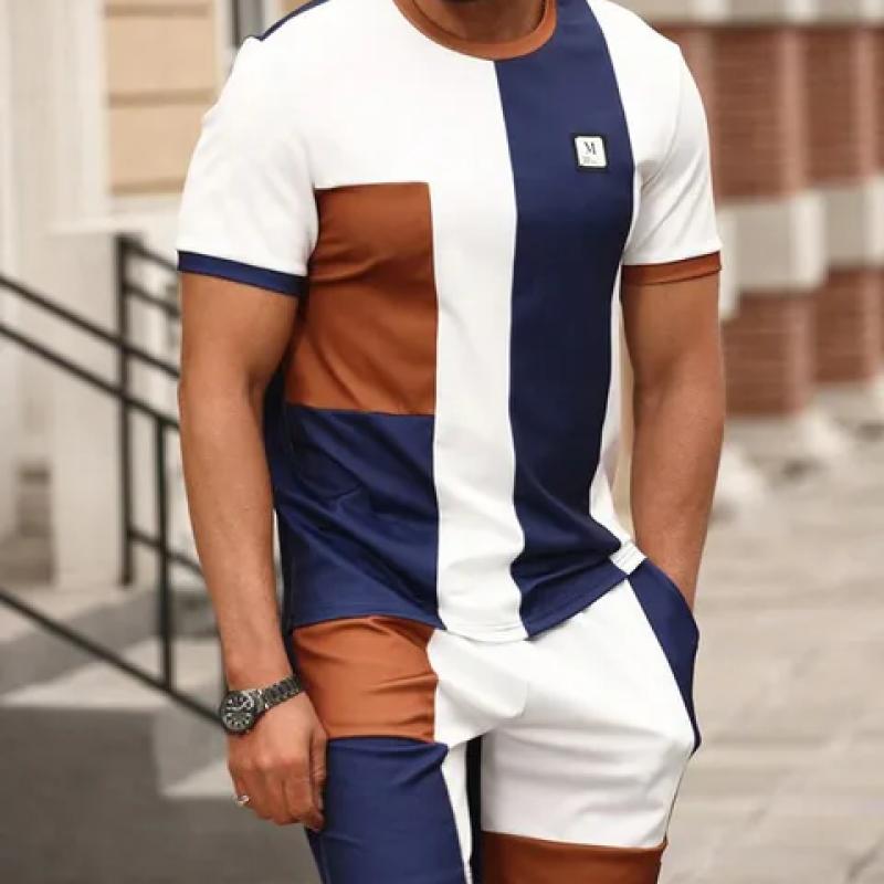 

Мужской комплект с 3D принтом, летняя повседневная уличная мужская футболка с короткими рукавами и шорты, комплект уличной пляжной короткой городской модной футболки 4XL