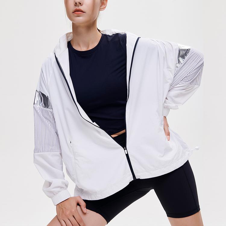 Fila Athletics Striped Spliced Woven Sports Jacket Women Jackets Jade-White A11W131702F-WT