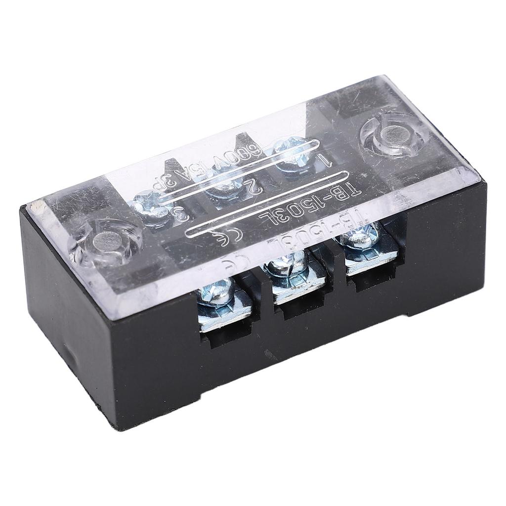 Terminal Strip Dual Row High Current M3 Screw Wire Barrier Block with Cover 15A 600V 5pcs