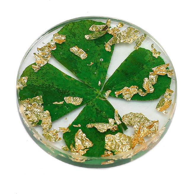 Real Four Leaf Clover Good Luck Pocket Token, Preserved, 1.25” (CLOVER01)