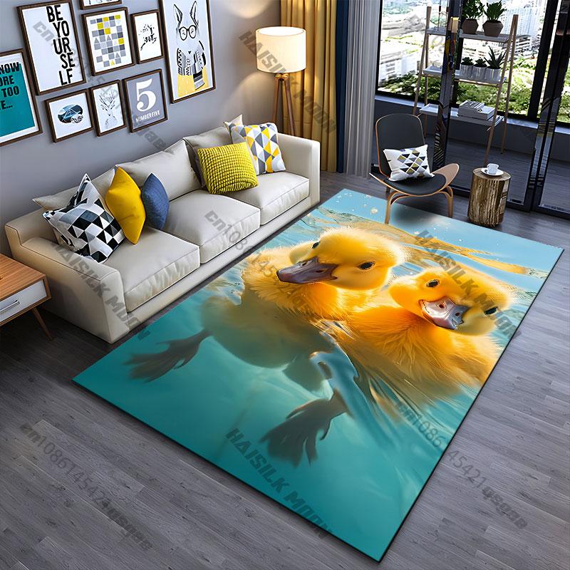 Adorable Ducklings Swimming Together Carpet Yoga Living Room Room Decor Children's Crawling Mat Doormat Area Rug Games Mat