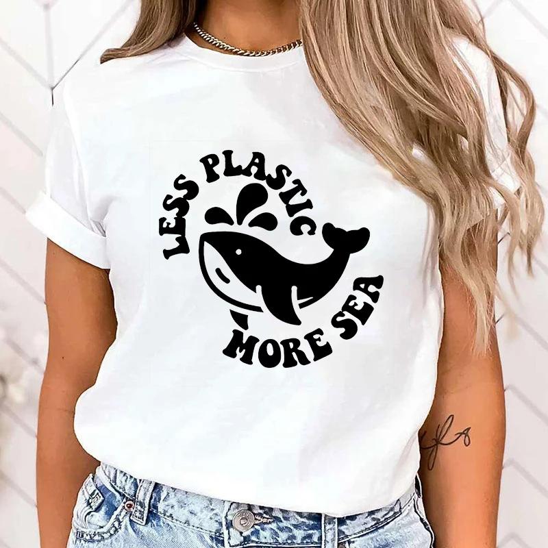 

(Премиум-футболка)Горячая Защити Океан Меньше Пластика Больше Моря Графическая Футболка Женские Модные Футболки Футболки с Коротким Рукавом топы XXXL золотой