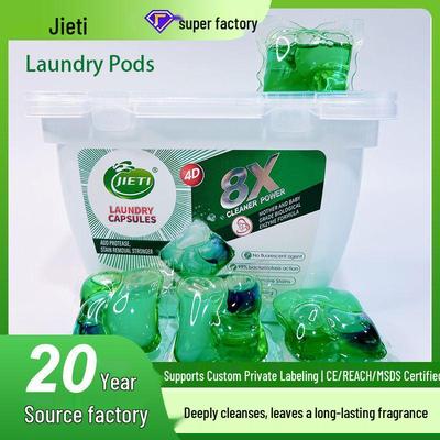 20g Double Layer Stain Removal Enzyme Laundry Pods with Antibacterial & Long-lasting Fragrance