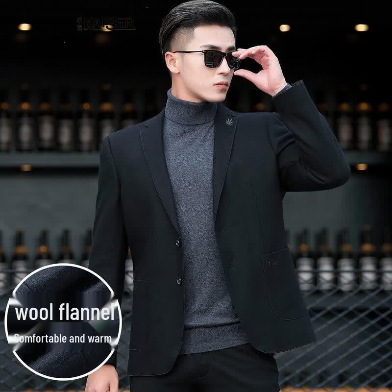 Caesar Men s Brushed Wool Blend Business Casual Suit Jacket 46 чёрный