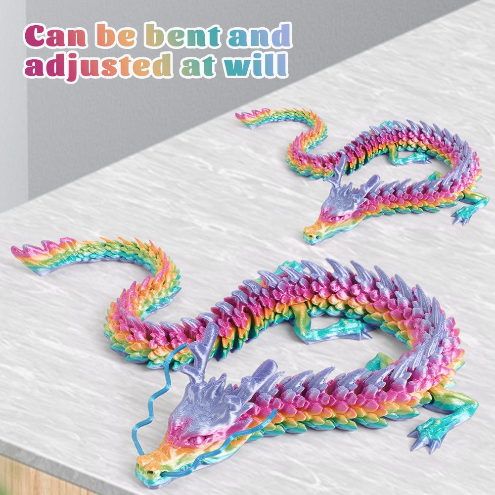2Pcs 3D Printed Movable Dragon Ornament Rotatable Articulated Dragon Model Conjoined Dragon Ornaments for Home Office Decor