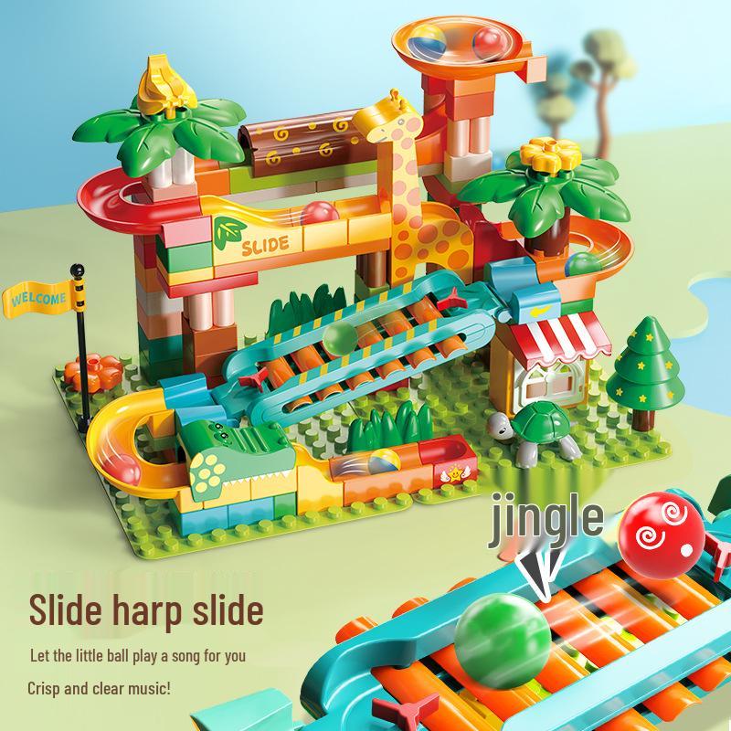 Feile Compatible LEGO Duplo Large Brick Xylophone Slide Ball Children's Educational Toy
