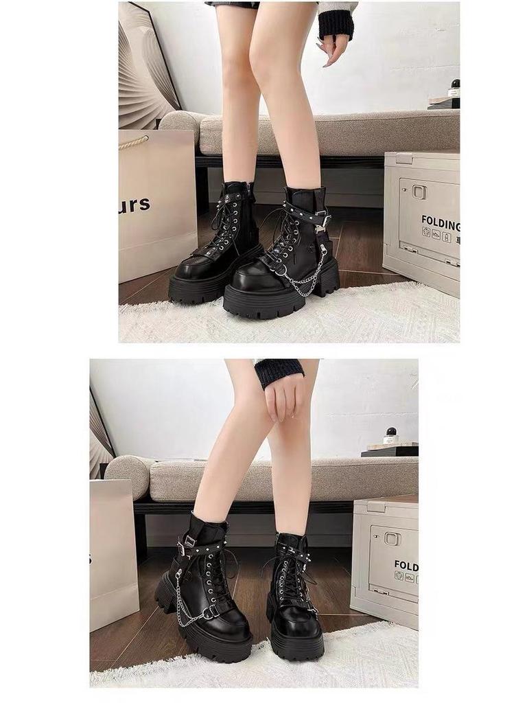 Dámské boty Martin v britském stylu: Podzim/Zima 2025, Punk Y2K, Petite, Zvyšující výšku, Retro, Sladké, Cool, Kotníkové boty Plus Velvet.