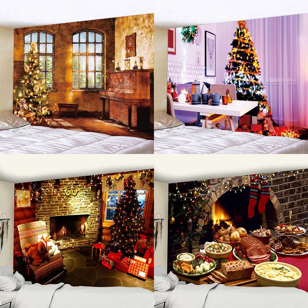 

Рождественский камин, домашний декор, художественный гобелен, рождественская елка, подвесной хиппи, большой размер, украшение на стену, гобелен