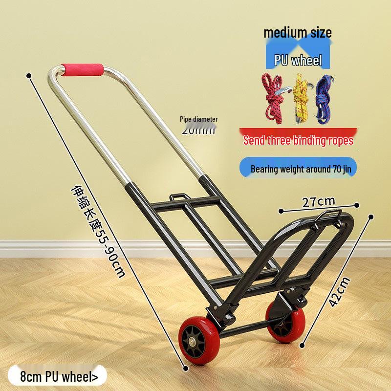 Carrinho de Mão Dobrável: Carrinho de Bagagem Portátil e com Suporte de Carga para Compras e Mercearia