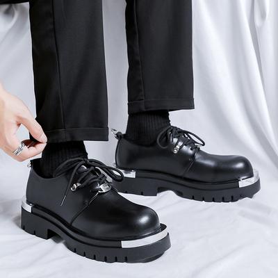 Moda Moda Męskie Casualowe Skórzane Buty Derby Męskie Gruba Podeszwa Duży Palec Modne Buty Męskie Sznurowane Podwyższające Buty #8799-R