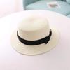 1pc Panama Hat Simple boater Summer Beach Hat Female Casual Lady Women Flat Brim Bowknot Straw Cap Girls Sun Hat Chapeu Feminino